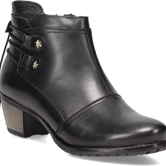 ERIC MICHEAL Casey black leather booties block heel almond toe ankle boots 39 - Picture 8 of 14